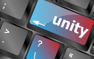 unity word on computer keyboard pc key vector image