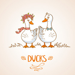Charming Cartoon Ducks Vector Image