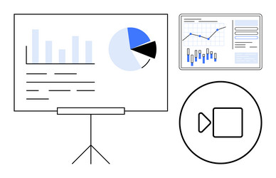 data presentation with charts and graphs on screen vector image