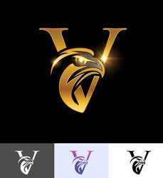 Golden monogram logo initial letter v Royalty Free Vector