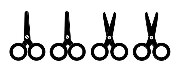 set of black scissors open and closed vector image