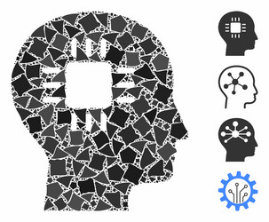 Brain processor mosaic icon humpy elements vector