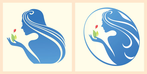 Girl with a flower in a hand vector