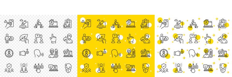 Outline like teamwork and dont touch line icons vector