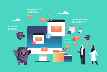 spam bot email spamming attack robot computer vector image