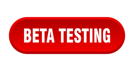 Beta testing button rounded red sign vector