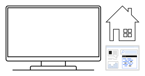 digital workspace at home with computer web vector image