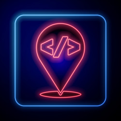 glowing neon web design and front end development vector image
