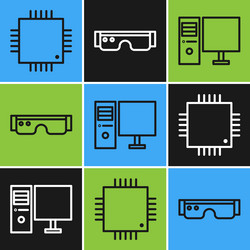 set line processor with microcircuits cpu vector image