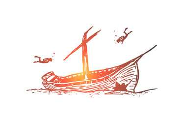 Sunken Ship on Seabed Vector Image