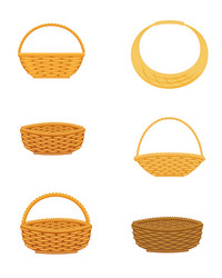Wicker basket icons set simple style Royalty Free Vector
