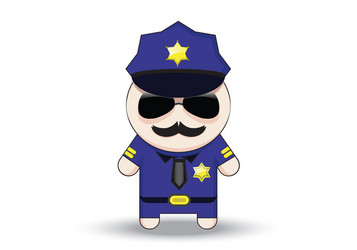 funny cop with sunglasses and mustache police vector