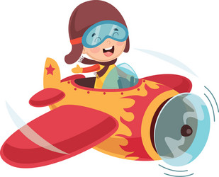 Kid operating plane Royalty Free Vector Image - VectorStock