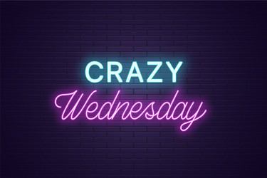 Neon composition headline crazy wednesday text vector