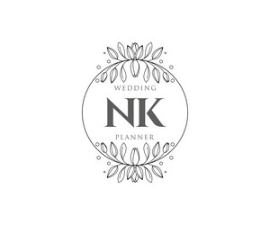 Nk initials letter wedding monogram logos Vector Image