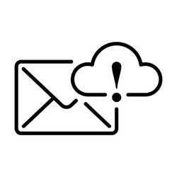 email and cloud icon with warning notification vector image