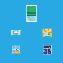 flat icon glass set of flowerpot frame vector image