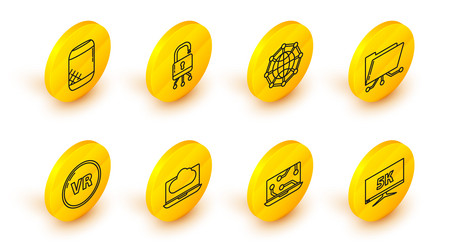 set line monitor display with 5k video cloud vector image