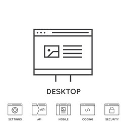 set minimal browser developing app and coding vector image