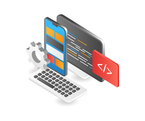 Smartphone App Development - Code & Technology vector image