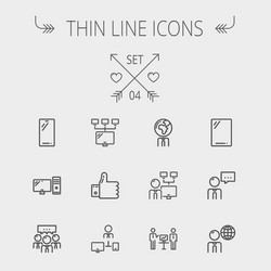 Technology thin line icon set vector