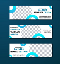 white horizontal banner design with round vector