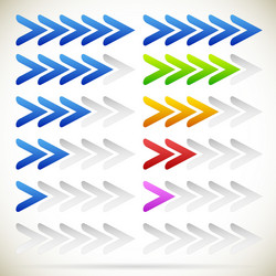 progress indicator with arrows from zero to fifth vector image