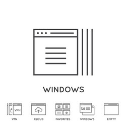 set minimal browser developing app and coding vector image