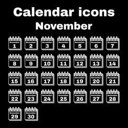 Calendar icon november symbol flat vector