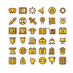 collection of yellow icons for web and app design vector image