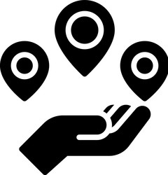 hand and pins icon location map navigation vector