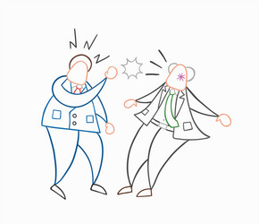 Hand Drawn Angry Businessman Worker Punched His Vector Image