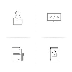 network and database simple linear icons set vector image