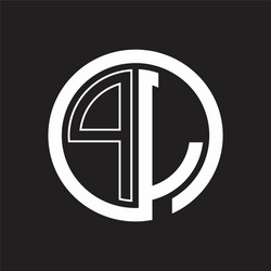 pl logo with circle rounded negative space design vector image