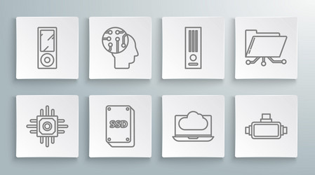 set line processor human brain as digital circuit vector image