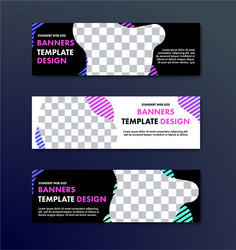 set of horizontal web banners with abstract wavy vector