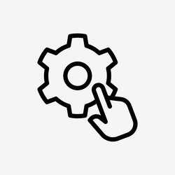 icon line hand click setting gear button vector image