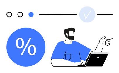 man pointing while working on laptop vector image