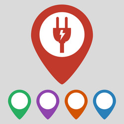 Map pointer icon with electricity symbol vector