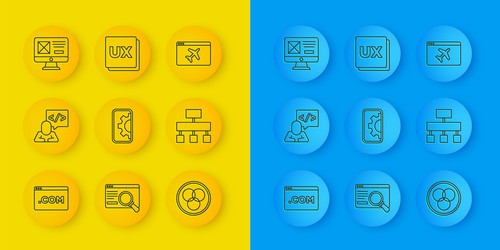 set line ui or ux design front end development vector image