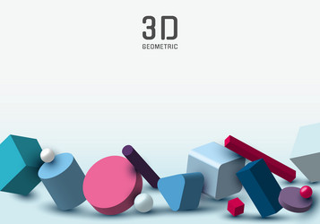 set of 3d realistic geometric group object vector image