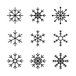 Snowflake line icon isolated elements set vector