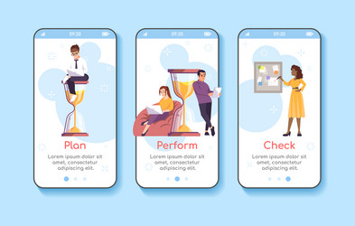 time management onboarding mobile app screen vector image
