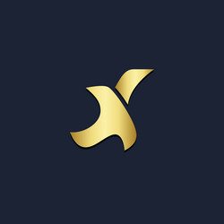 Abstract emblem f initial gold logo Royalty Free Vector