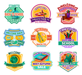 back to school autumn sale icons vector