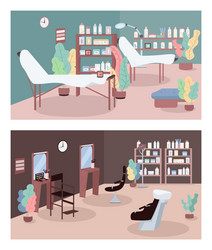 beauty parlor flat color set vector