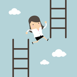 businesswoman jump from low stair to high vector