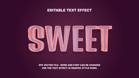 editable text effect sweet 3d template vector image