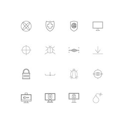 internet security linear thin icons set outlined vector image