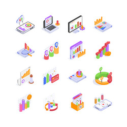 modern clean isometric icons representing various vector image